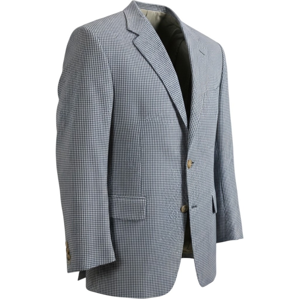 Orvis Mens 52L Gingham Sport Coat Blazer Blue Beige USA Made 2303